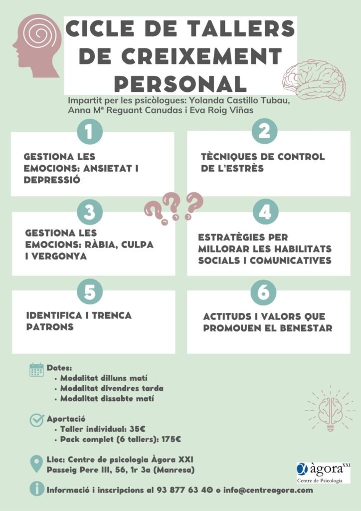 Taller de creixement personal manresa centre d epsicologia agora xxi